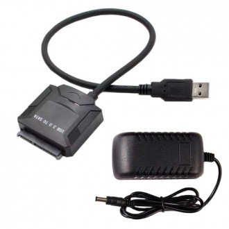 Кабель-переходник USB3.0 — SATA III 2.5"/3.5" 7+15pin с блоком питания для подкл. . фото 3