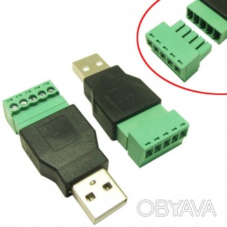 Адаптер для передачі сигналу з USB-інтерфейсу через клемники.
	4-контактний USB . . фото 1