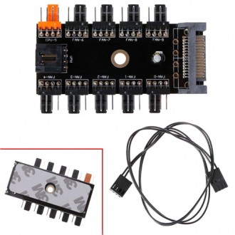 Хаб сплиттер для питания 10 вентиляторов 12В 4pin PWM от Sata, майнинг. Киев. фото 1 Хаб сплиттер для питания 10 вентиляторов 12В 4pin PWM от Sata, майнинг. Киев. фото 1