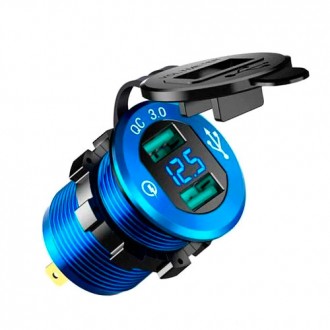 Встраиваемый адаптер 2x USB QC3.0 с вольтметром 12-24В в прикуриватель. Киев. фото 1 Встраиваемый адаптер 2x USB QC3.0 с вольтметром 12-24В в прикуриватель. Киев. фото 1