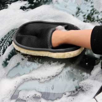 Вовняна рукавичка для миття та полірування автомобіля. Завдяки м'якому покри. . фото 3