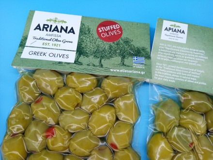 Оливки, зеленые оливки, сорт Халкидики, фаршированные перцем, GREEN OLIVES OF CH. . фото 4