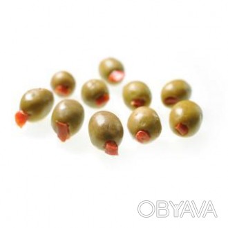 Оливки, зеленые оливки, сорт Халкидики, фаршированные перцем, GREEN OLIVES OF CH. . фото 1