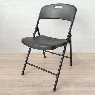 
 Складний стілець чорний SW-00001608 Матеріал: сидіння та спинка виконані з пол. . фото 2