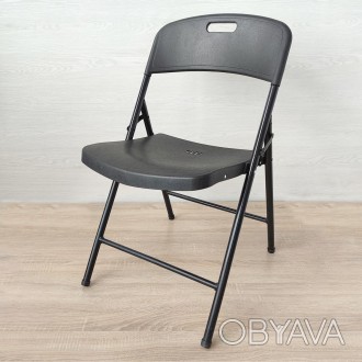 
 Складний стілець чорний SW-00001608 Матеріал: сидіння та спинка виконані з пол. . фото 1