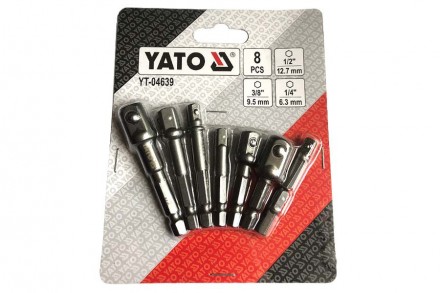 Набір YATO YT-04639 з 8 перехідників під шестигранник, виготовлений із міцної ст. . фото 5