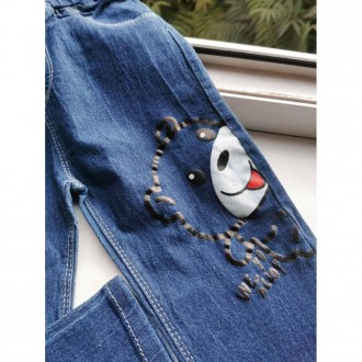 Стильні дитячі джинси на осінь, прикрашені накатом. Пояс на резиночці. Матеріал . . фото 3