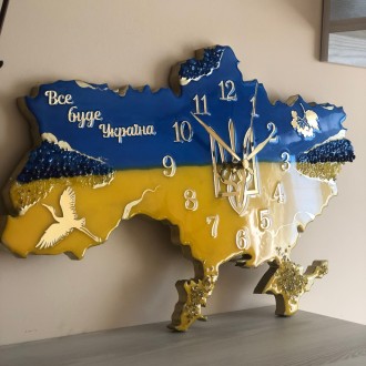 Настінний годинник "Карта України" - це втілення краси епоксидної смоли у поєдна. . фото 9