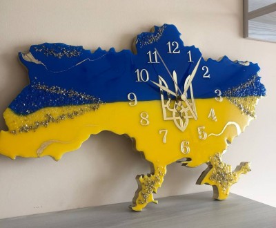 Настінний годинник "Карта України" - це втілення краси епоксидної смоли у поєдна. . фото 7