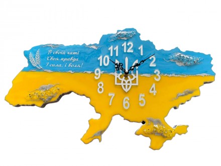 Настінний годинник "Карта України" - це втілення краси епоксидної смоли у поєдна. . фото 2