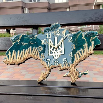 Настінний годинник "Карта України" - це втілення краси епоксидної смоли у поєдна. . фото 4