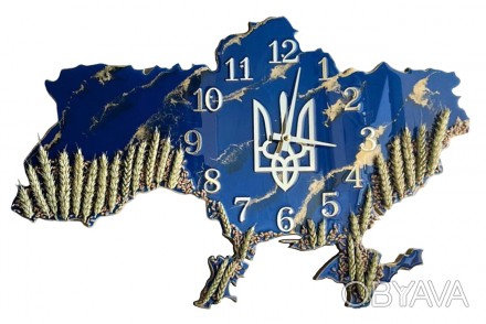 Настінний годинник "Карта України з колосками" - це втілення краси епоксидної см. . фото 1