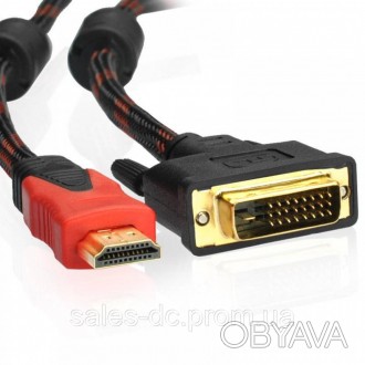 Кабель HDMI - DVI 1.5 m
Цей кабель з'єднує DVI пристрої і HDMI пристрої, такі як. . фото 1