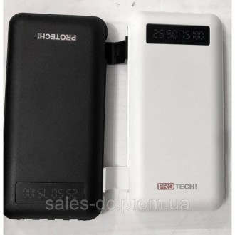 Повербанк PROTECH 10000 МАч швидка зарядка + Кабель Type c/iphone/Micro/ чорний . . фото 3