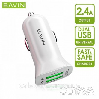 
Універсальний автомобільний зарядний пристрій BAVIN PC253 2-USB 2.4A Швидкий за. . фото 1