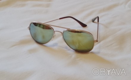Стильні сонцезахисні підліткові окуляри авіатор дзеркальні унісекс. Металева тон. . фото 1