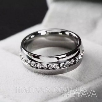 Кольцо серебристого цвета с имитацией бриллианта 16 размер