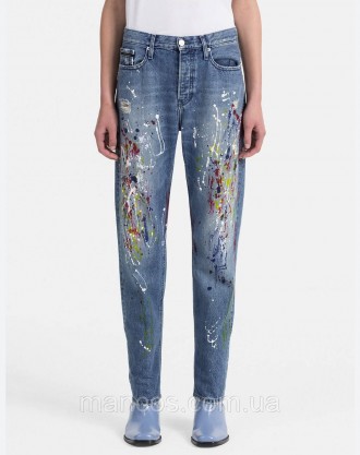 Женские синие джинсы-бойфренды с принтом от Calvin Klein Jeans
Состояние: б/у, в. . фото 4