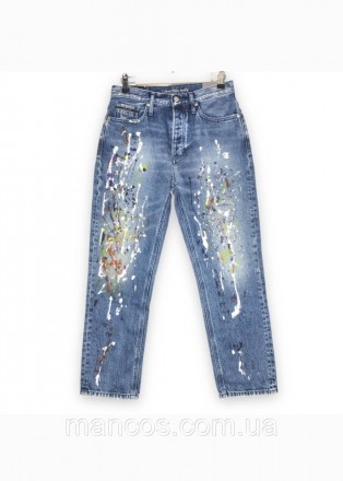 Женские синие джинсы-бойфренды с принтом от Calvin Klein Jeans
Состояние: б/у, в. . фото 2