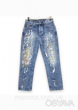 Женские синие джинсы-бойфренды с принтом от Calvin Klein Jeans
Состояние: б/у, в. . фото 1