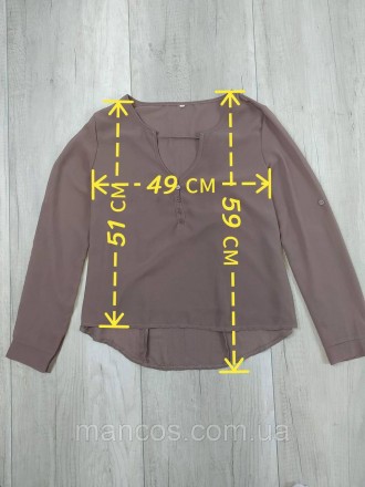 Женская коричневая блуза с длинным рукавом 
Состояние: б/у, в очень хорошем сост. . фото 3