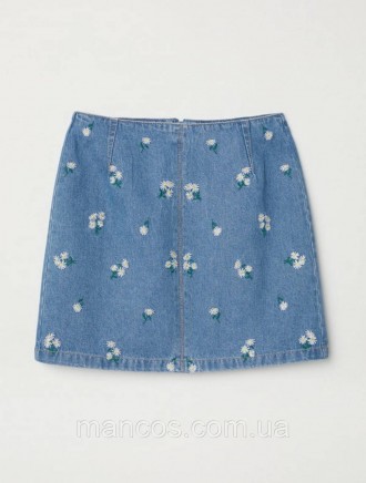 Джинсовая юбка H&M голубая с вышивкой 
Состояние: б/у, в идеальном состоянии 
Пр. . фото 2
