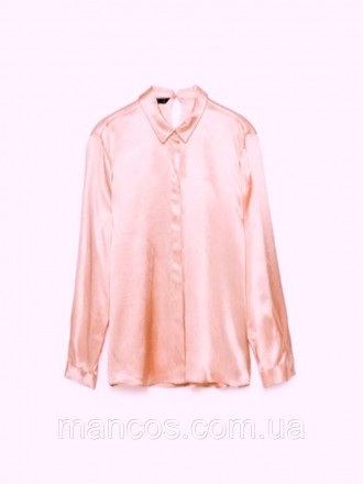 Блуза женская Zara атласная с длинным рукавом на пуговицах цвет пудра 
Состояние. . фото 2