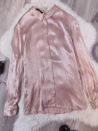 Блуза женская Zara атласная с длинным рукавом на пуговицах цвет пудра 
Состояние. . фото 5