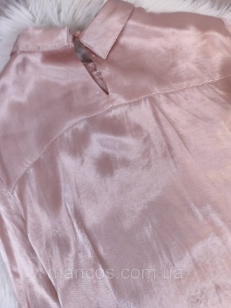 Блуза женская Zara атласная с длинным рукавом на пуговицах цвет пудра 
Состояние. . фото 9