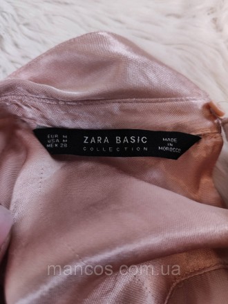 Блуза женская Zara атласная с длинным рукавом на пуговицах цвет пудра 
Состояние. . фото 10