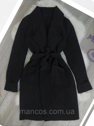 Пальто на запах демисезонное тёмно-серого цвета
Состояние: б/у, в идеальном сост. . фото 2