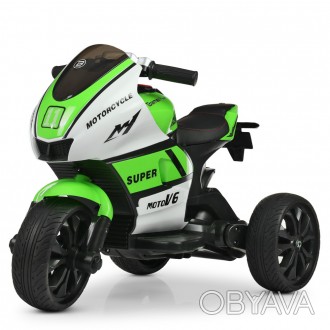 Детский трехколесный мотоцикл BAMBI M 4135EL-1-5 EVA колесах зеленый
 
	Два мото. . фото 1