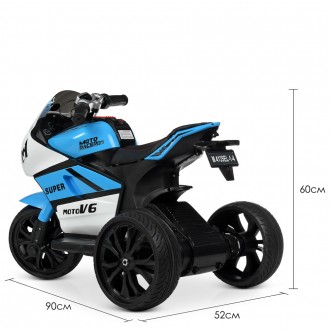 Детский трехколесный мотоцикл BAMBI M 4135EL-1-4 EVA колесах голубой
 
	Два мото. . фото 6