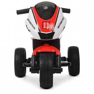 Детский трехколесный мотоцикл BAMBI M 4135EL-1-3 EVA колесах красный
 
	Два мото. . фото 3