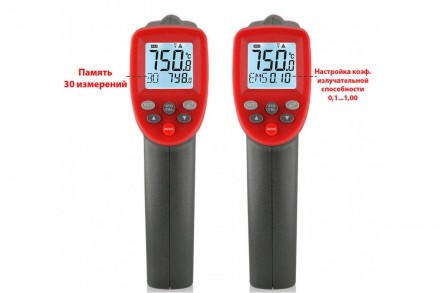 Бесконтактный инфракрасный термометр (пирометр) -50-750°C, 12:1, EMS=0,1-1 WINTA. . фото 7