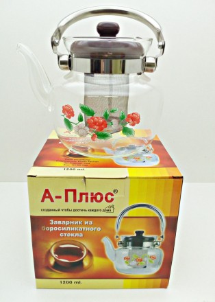  Заварочный чайник А-Плюс 1045, стекло, 1.2 л. служит для приготовления чая. С п. . фото 4