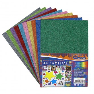 Фоамиран EVA 1.7±0.1 MM "Мікс" GLITTER HQ A4 (21X29.7CM) з клеєм, 10 лист./п./етик.. Київ. фото 1 Фоамиран EVA 1.7±0.1 MM "Мікс" GLITTER HQ A4 (21X29.7CM) з клеєм, 10 лист./п./етик.. Київ. фото 1