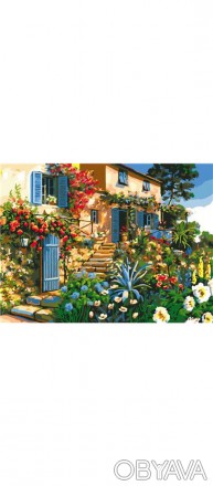  Товар на сайті >>>Раскраска по номерам на дереве 40*50 J.Otten "Дом в цветах" (. . фото 1