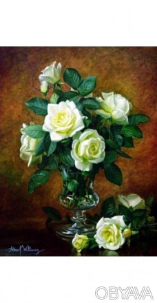  Товар на сайте >>>Раскраска по номерам 40*50см "Белые розы" OPP (холст на раме . . фото 1