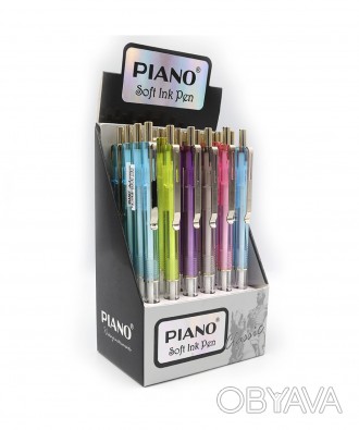 Ручка автомат масло "Piano" 0.7мм син., mix. . фото 1