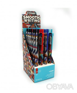 Ручка автомат масло Vinson "Knitting", 0,5мм, синяя. . фото 1