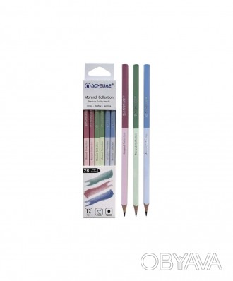 Набор простых карандашей квадратные Acmeliae "Morandi collection" 2B 2,4мм, 12шт. . фото 1