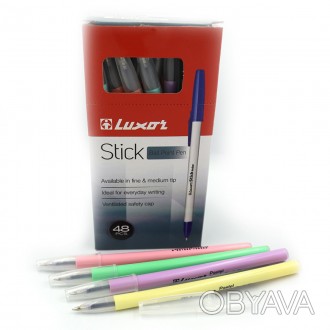 Ручка кулькова "Luxor" "Pastel Stick " пастель. син. 0, 7 мм. . фото 1