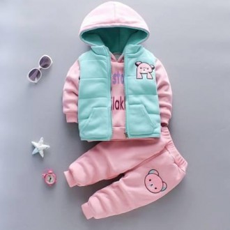 Теплый детский костюм тройка девочке розовый с капюшоном 90. Запорожье. фото 1 Теплый детский костюм тройка девочке розовый с капюшоном 90. Запорожье. фото 1