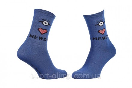 Високі шкарпетки з принтом MINIONS Heart + Eye + Nerds 1-pack denim — 13890131-2. . фото 2