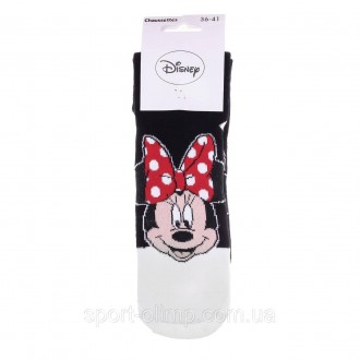 Високі шкарпетки з принтом DISNEY MINNIE Head Minnie 1-pack black white — 138931. . фото 3