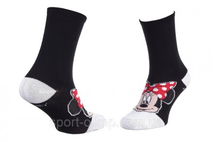 Високі шкарпетки з принтом DISNEY MINNIE Head Minnie 1-pack black white — 138931. . фото 2