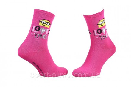 Высокие носки c принтом MINIONS Minion + Loves Me 1-pack dark pink — 13890131-3 . . фото 2