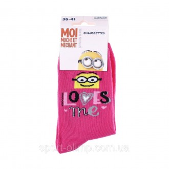 Высокие носки c принтом MINIONS Minion + Loves Me 1-pack dark pink — 13890131-3 . . фото 3
