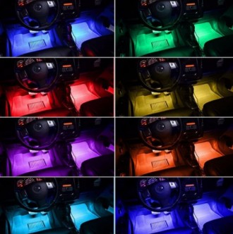 Мультицветная светодиодная подсветка салона автомобиля с пультом ДУ RGB ELITE LU. . фото 8